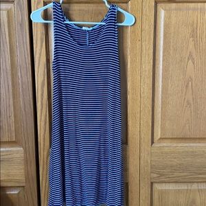 Navy Blue and White Striped Dress